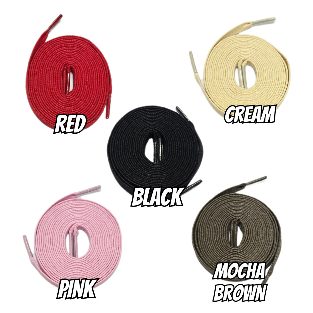 Premium Wax Flat Laces - For Jordan 1 TS - AJ1 - Cream - Mocha Brown - Pink - Black - Red -